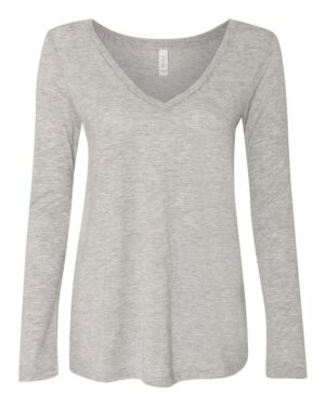 BELLA + CANVAS Women’s Flowy Long Sleeve V-Neck T-Shirt