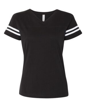 LAT Apparel Women’s Football V-Neck Fine Jersey T-Shirt