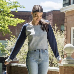 Camila Cropped Colorblock Crew-Neck Sweatshirt