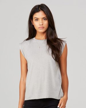 BELLA + CANVAS Women’s Flowy Muscle T-Shirt With Rolled Cuffs