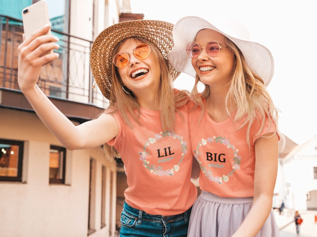 Two Female Friends same tshirts