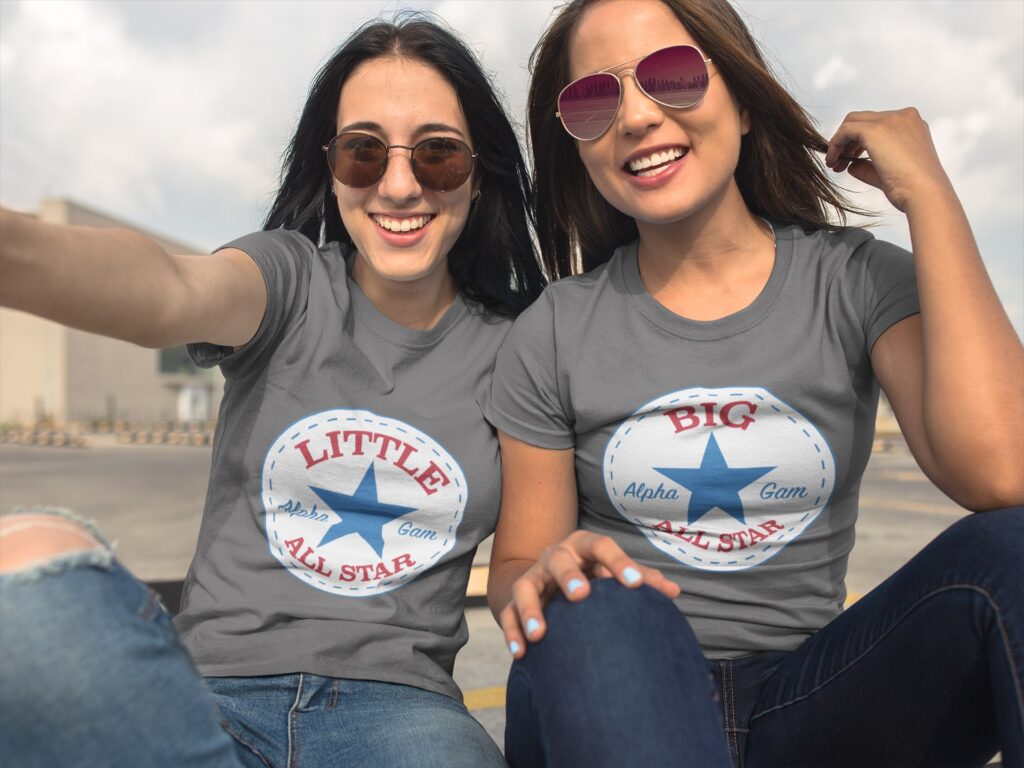 Two Beautiful Girls Wearing Round Neck Tees
